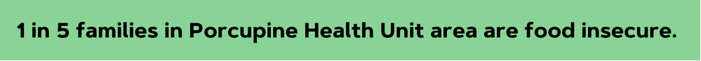 1 in 5 families in Porcupine Health Unit area are food insecure.